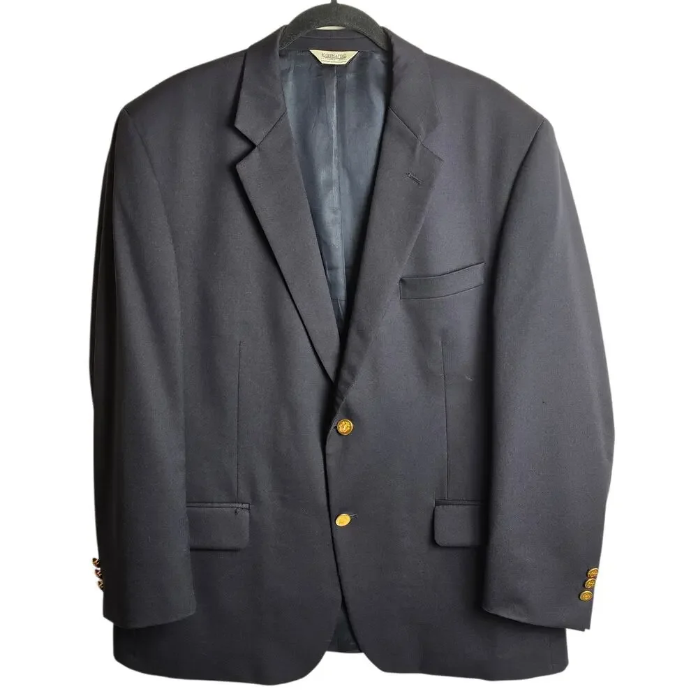 Joseph & Feiss Mens 44S 100% Worsted Wool Blazer Suit Jacket Navy Blue Preppy